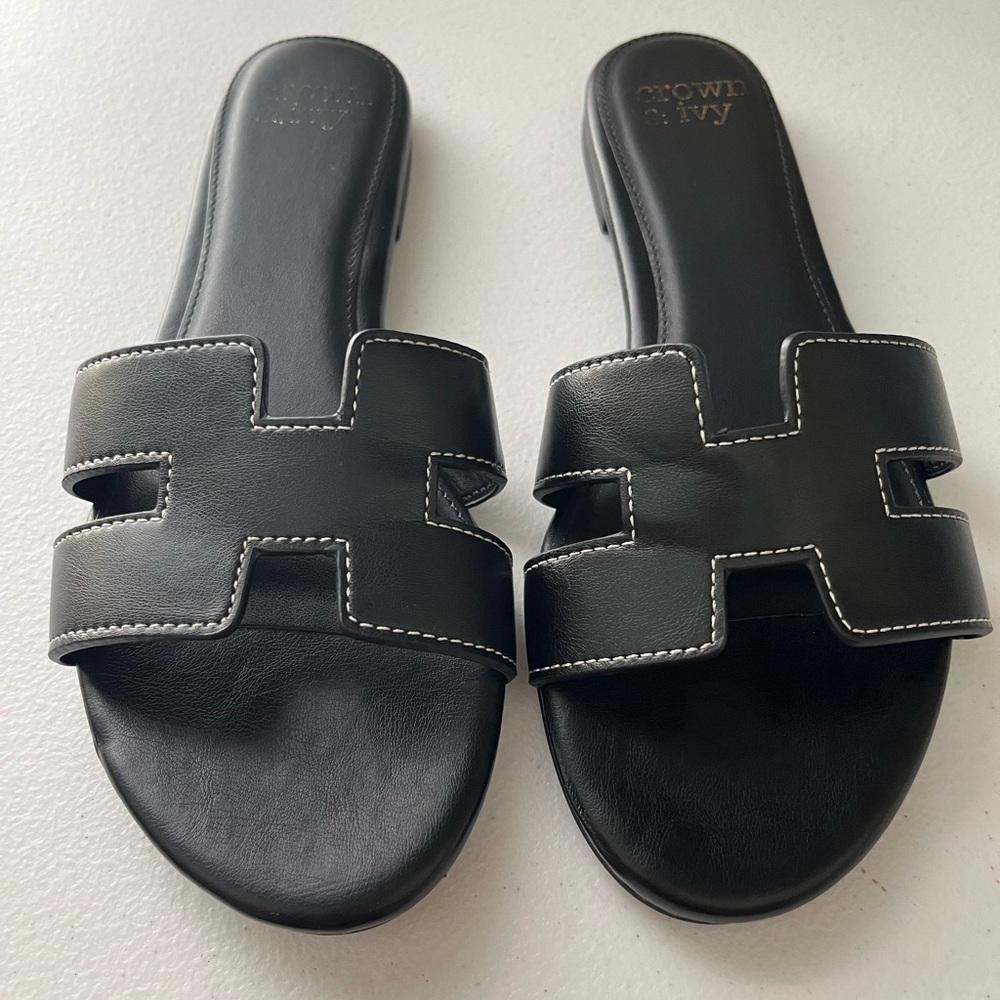 Crown & Ivy Women’s Black Slip-On Comfort Sandals | Size 8.5 | Spring | Low Heel - Picture 9 of 14